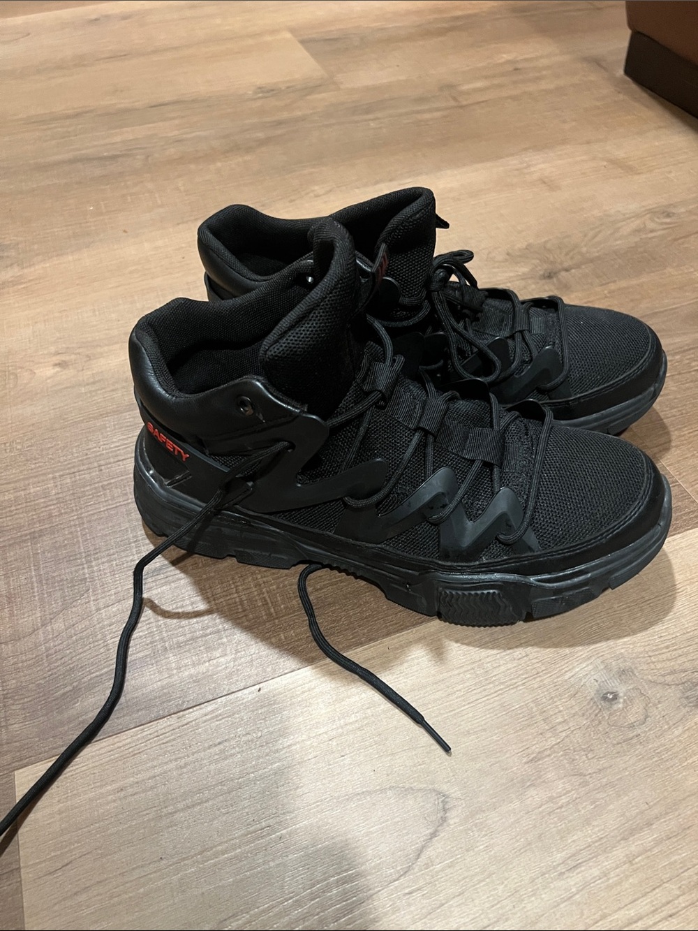 Men's Black High-Top Lace-Up works boots steel toe